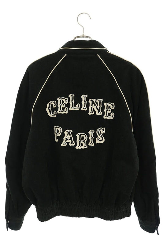 CELINE Rhinestone Logo Embroidered Teddy Blouson Size S