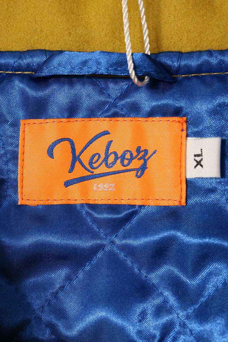 KEBOZ Melton Leather Varsity Jacket Yellow Size XL