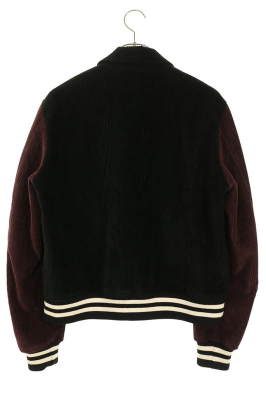 AMIRI Corduroy Bone Varsity Jacket Black/Bordeaux Size 46