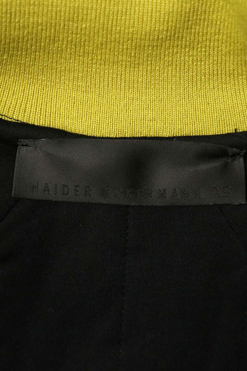 HAIDER ACKERMANN Silk Bomber Jacket Black/Yellow Size XS