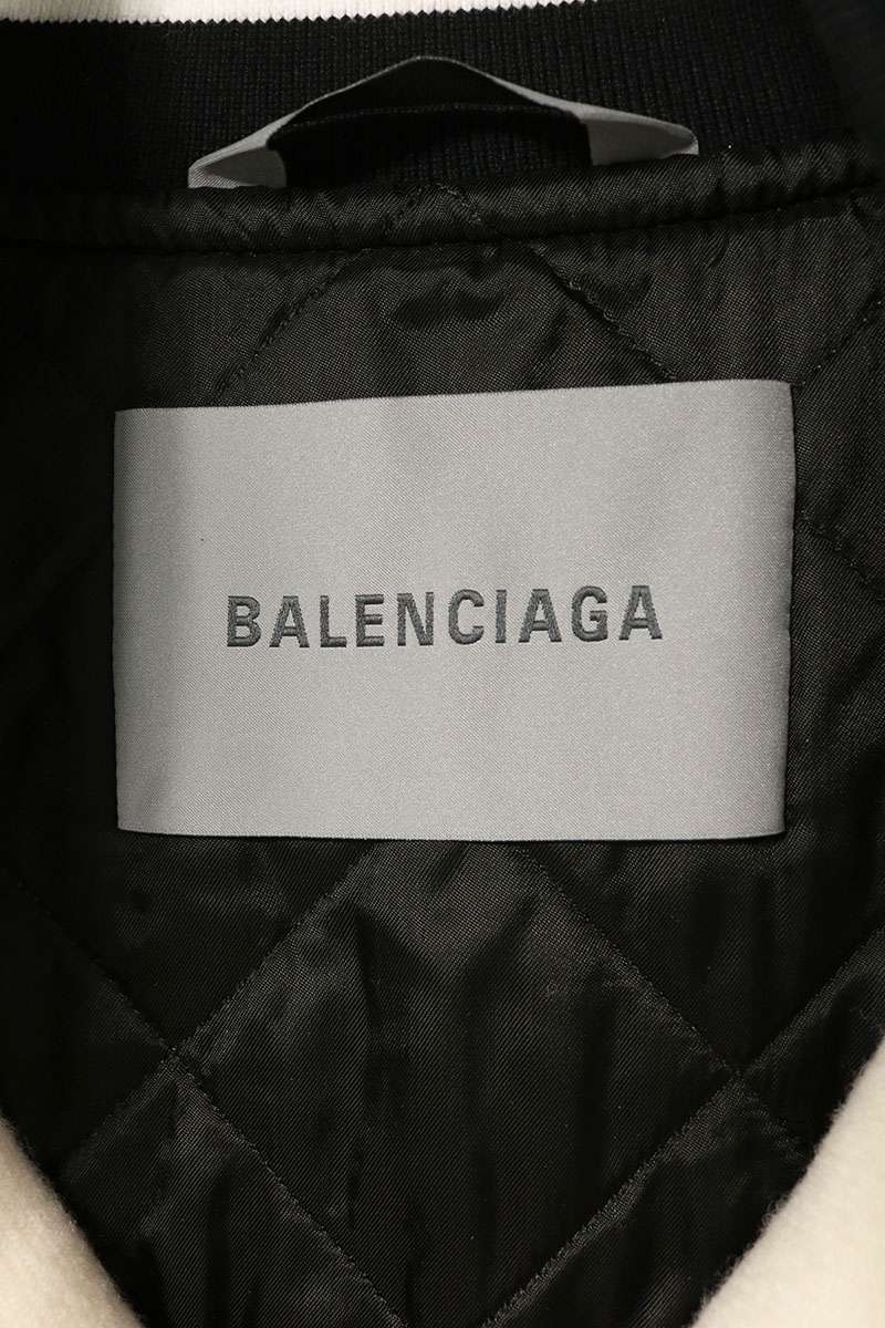 BALENCIAGA x NBA Wool Bomber Jacket White Size 46