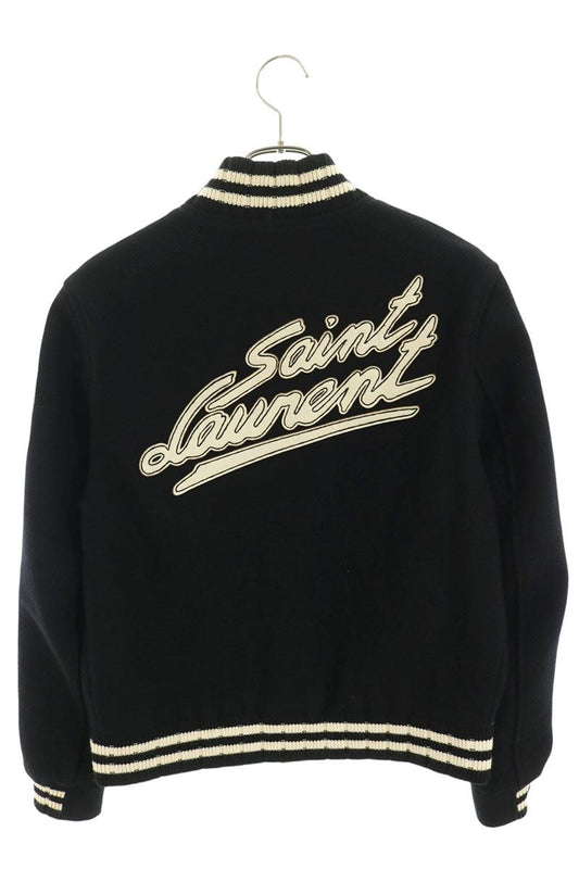 SAINT LAURENT PARIS Back Logo Teddy Varsity Jacket Size 46