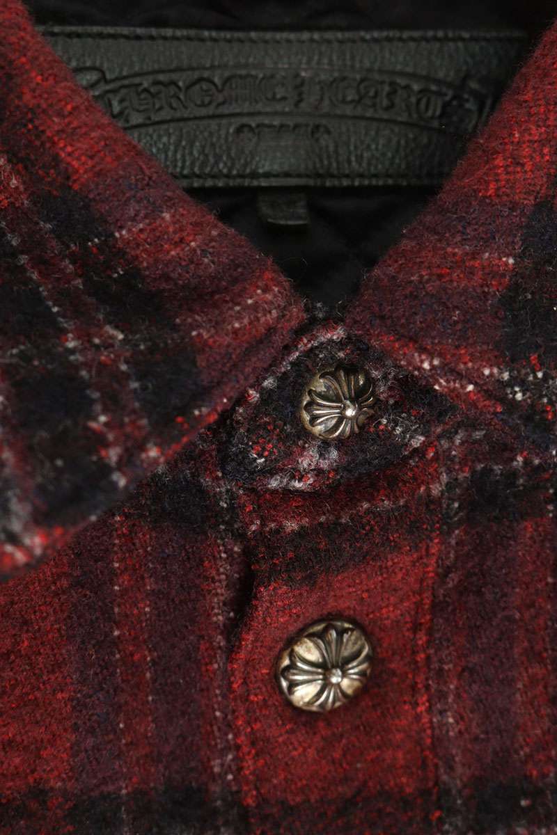 Chrome Hearts CPO JACKET Quilted Plaid Wool Jacket Size M