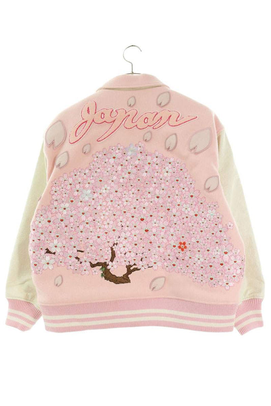 S MT-MK Embroidered Varsity Jacket Pink Size S