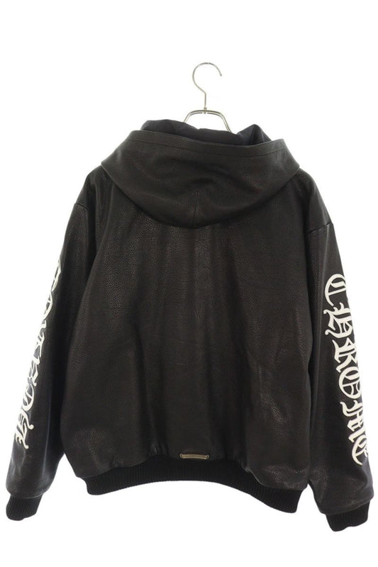 Chrome Hearts Leather Logo Patch Dagger Zip Jacket Size M