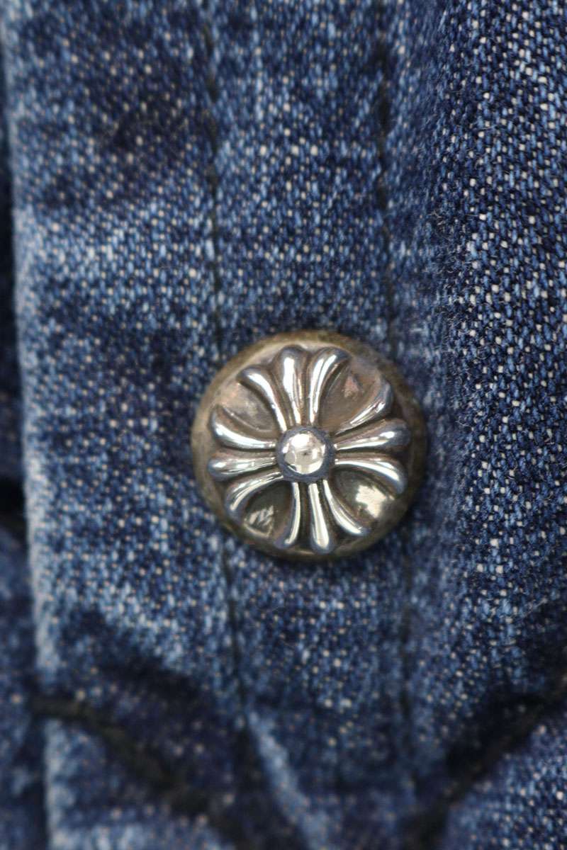 Chrome Hearts TEENAGE KICKS Denim Quilted Down Vest Size XL