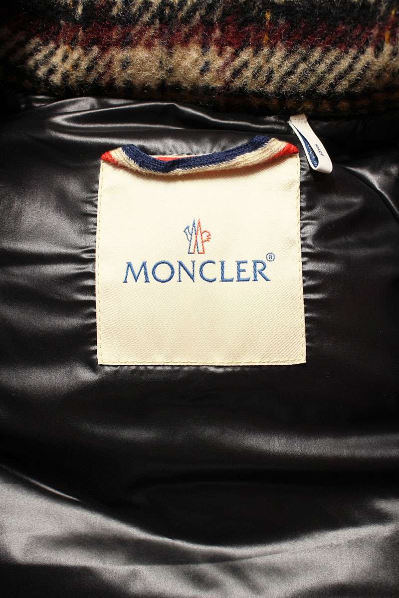 MONCLER MARKAM Wool Check Down Vest Beige Size S