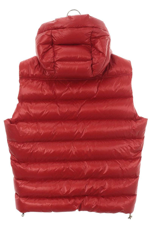 MONCLER Hooded Front Logo Patch Down Vest Red Size 3
