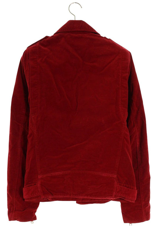 BALMAIN Velour Double Rider Jacket Red Size M