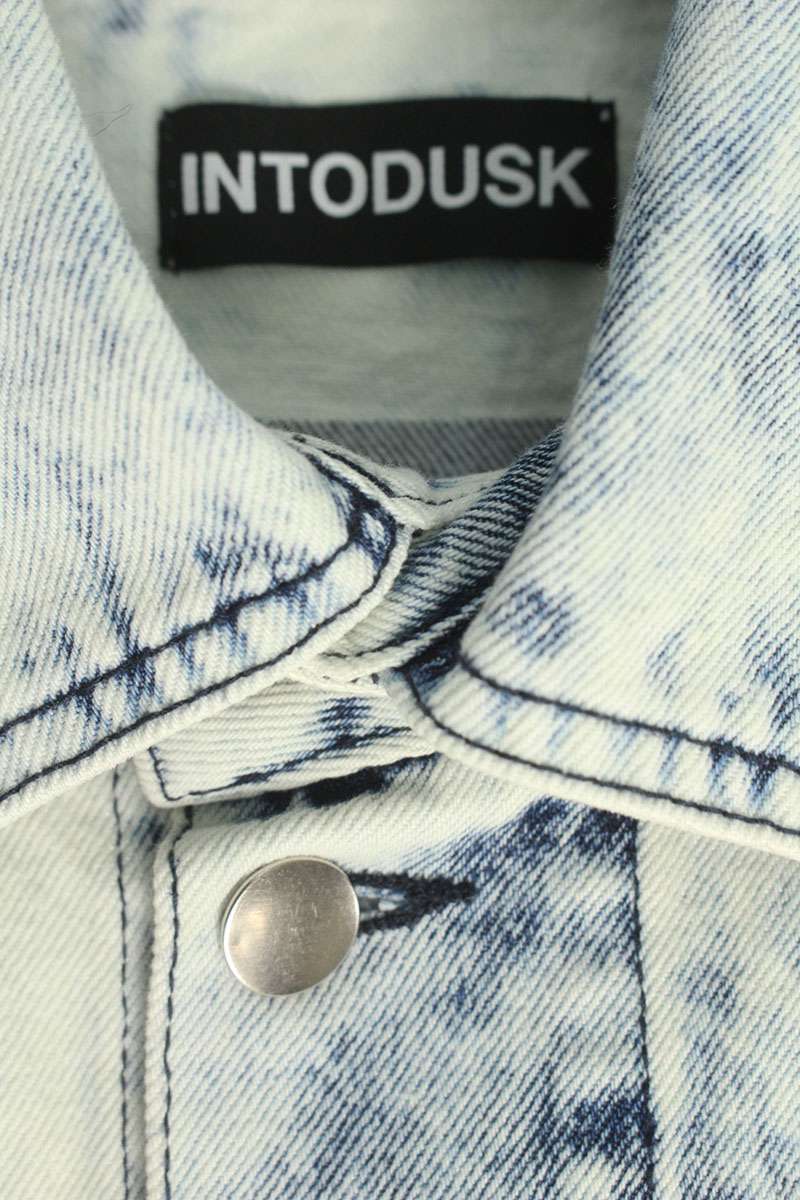 INTODUSK Bleached Oversized Denim Jacket Blue Size M
