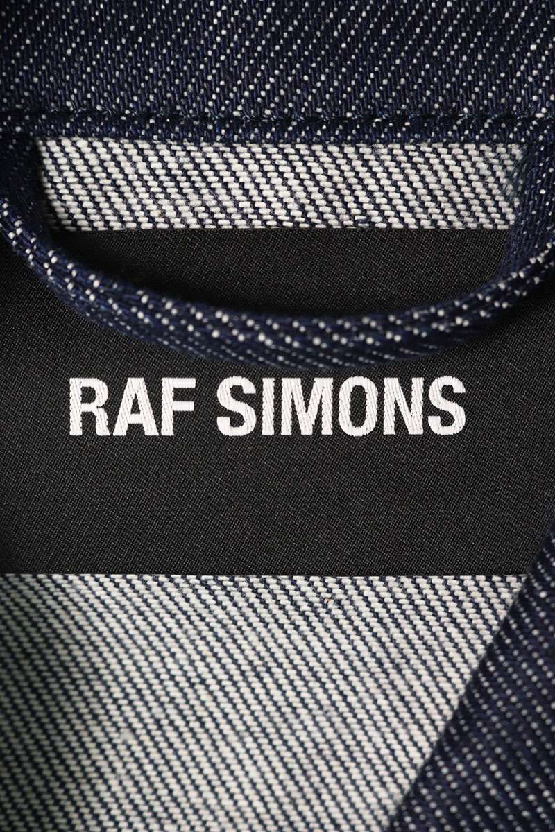 Raf Simons Logo Patchwork Oversized Denim Jacket Blue Size S