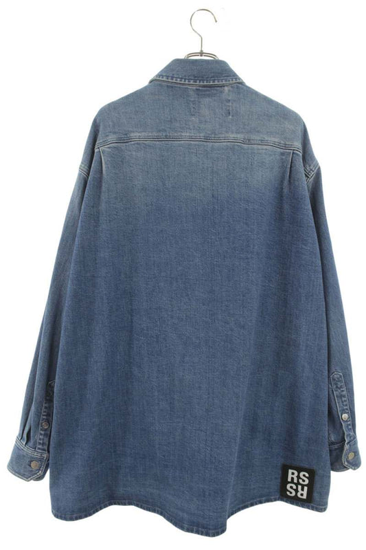 Raf Simons Logo Embroidered Denim Jacket Blue Size M