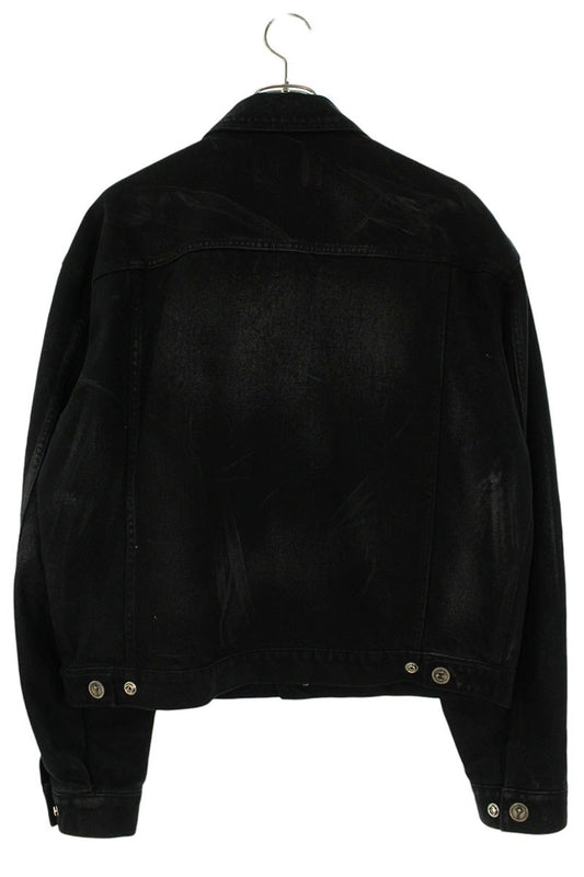 THUG CLUB Black Ribbed Athleisure Denim Jacket Size S