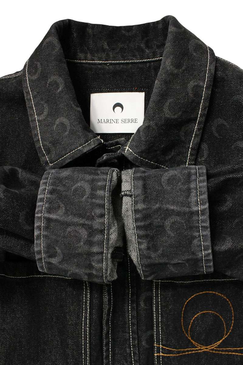 Marine Serre Moon Laser Etched Denim Jacket Black Size M
