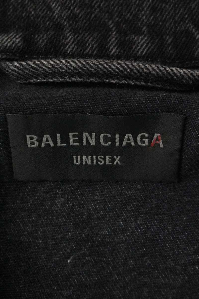 Balenciaga Rhinestone Logo Oversized Denim Jacket Black Size 2