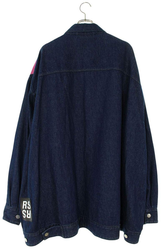 Raf Simons New Order Oversized Print Denim Jacket Blue Size S