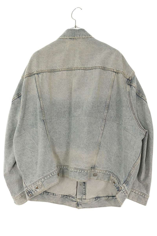 BALENCIAGA Logo Embroidered Oversized Denim Jacket Size XS