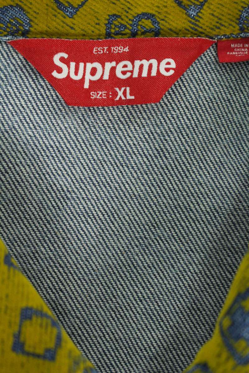 SUPREME 24AW Flocked Logo Denim Trucker Jacket Size XL