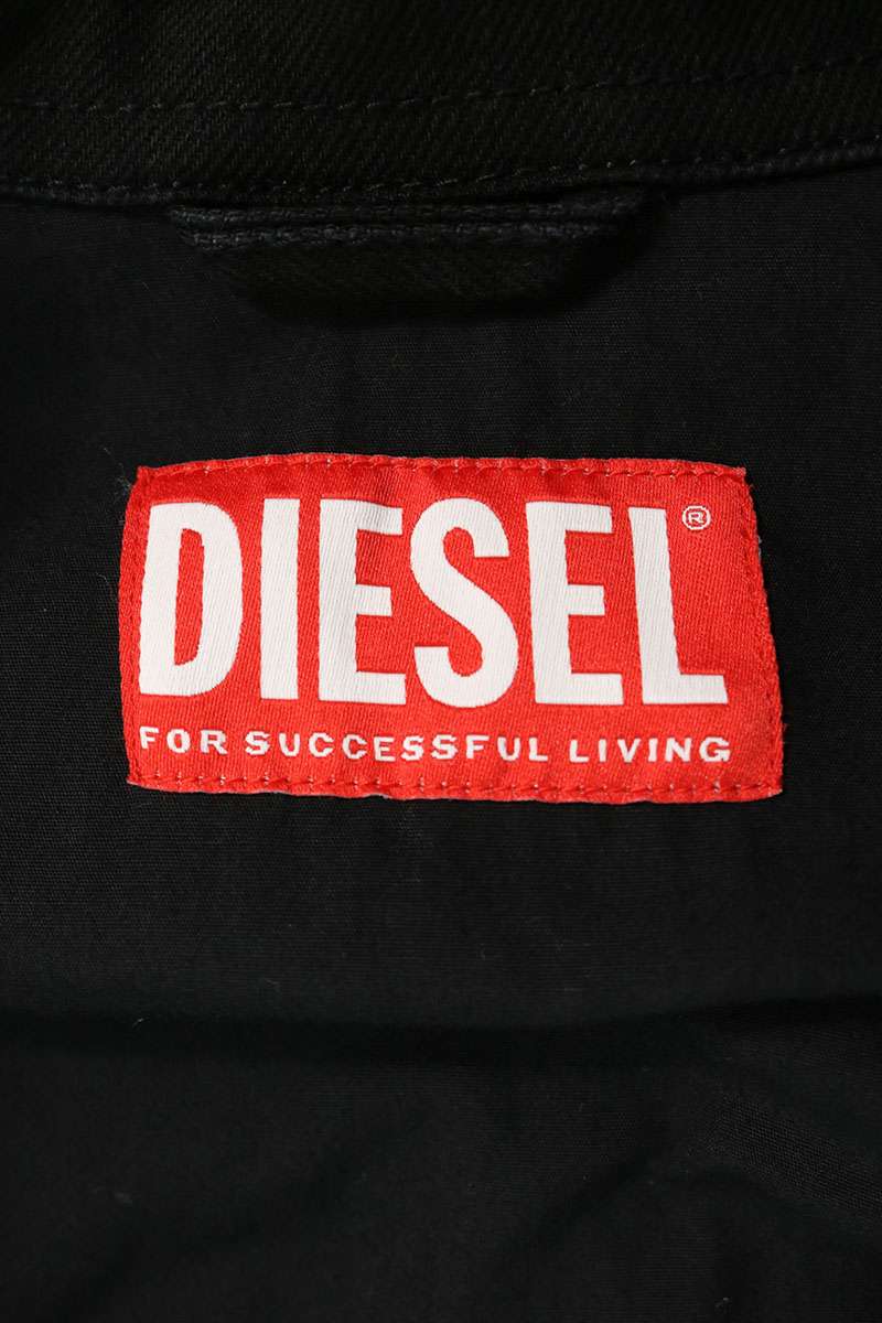 DIESEL Chest Logo Work Denim Jacket Black Size 48