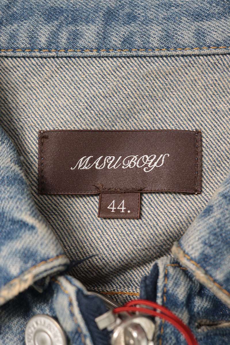 MASU Angel Damage Zip Denim Jacket Blue Size 44