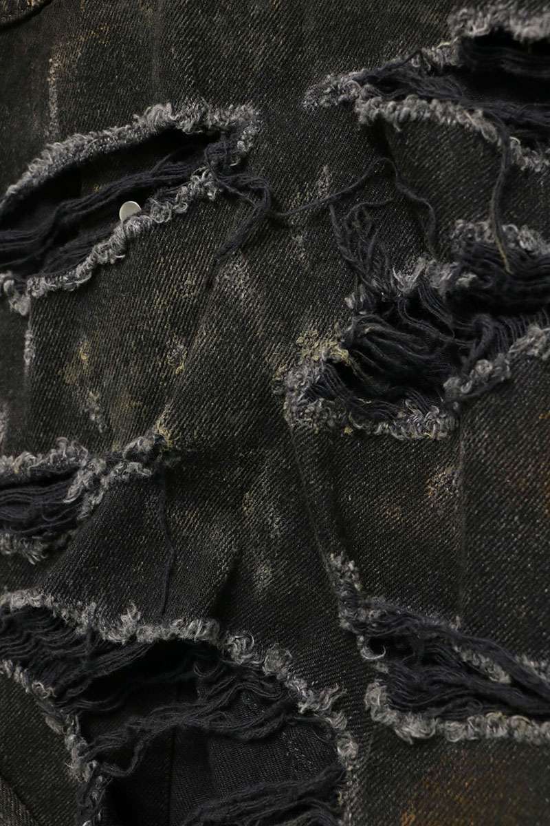 BALENCIAGA Super Distressed Oversized Jacket Black Size 2