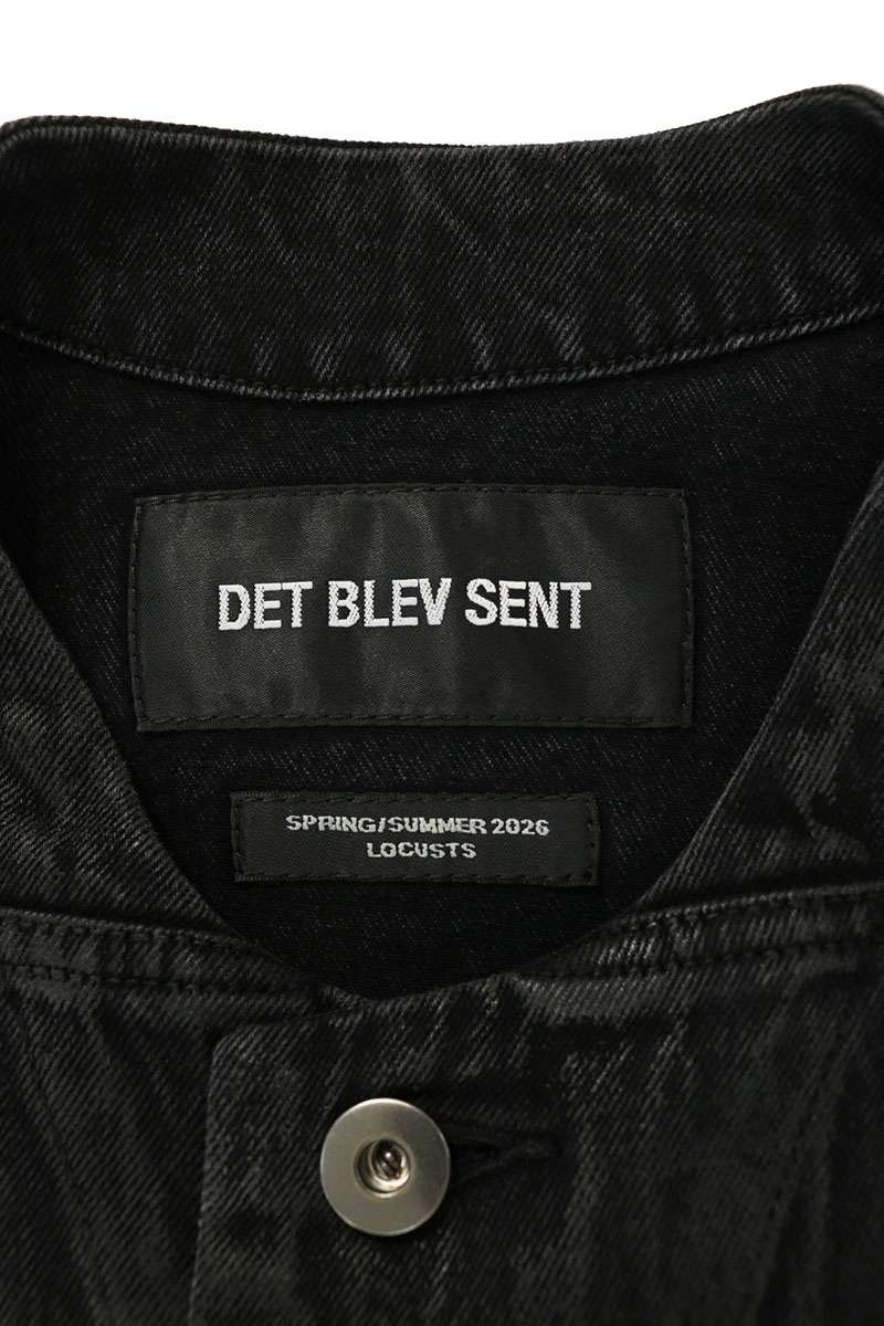DET BLEV SENT No Collar Coated Denim Jacket Black Size S