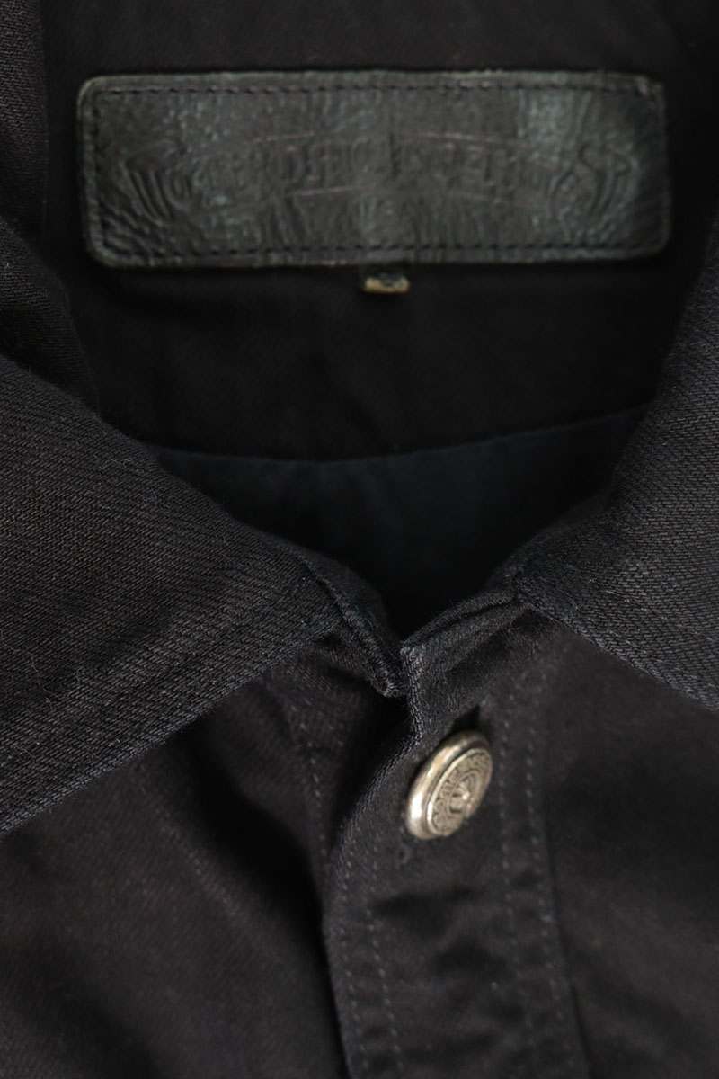 Chrome Hearts Crossball Button Denim Black Silver Jacket Size S