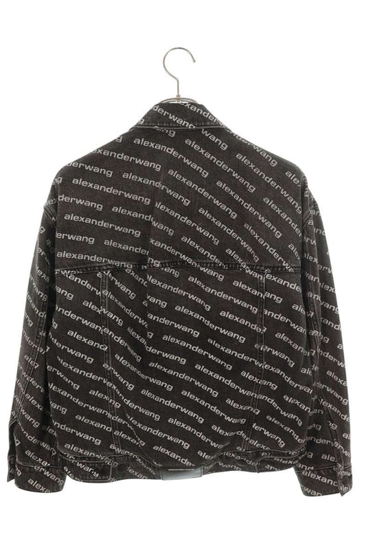 ALEXANDER WANG All-Over Logo Denim Jacket Black Size XS