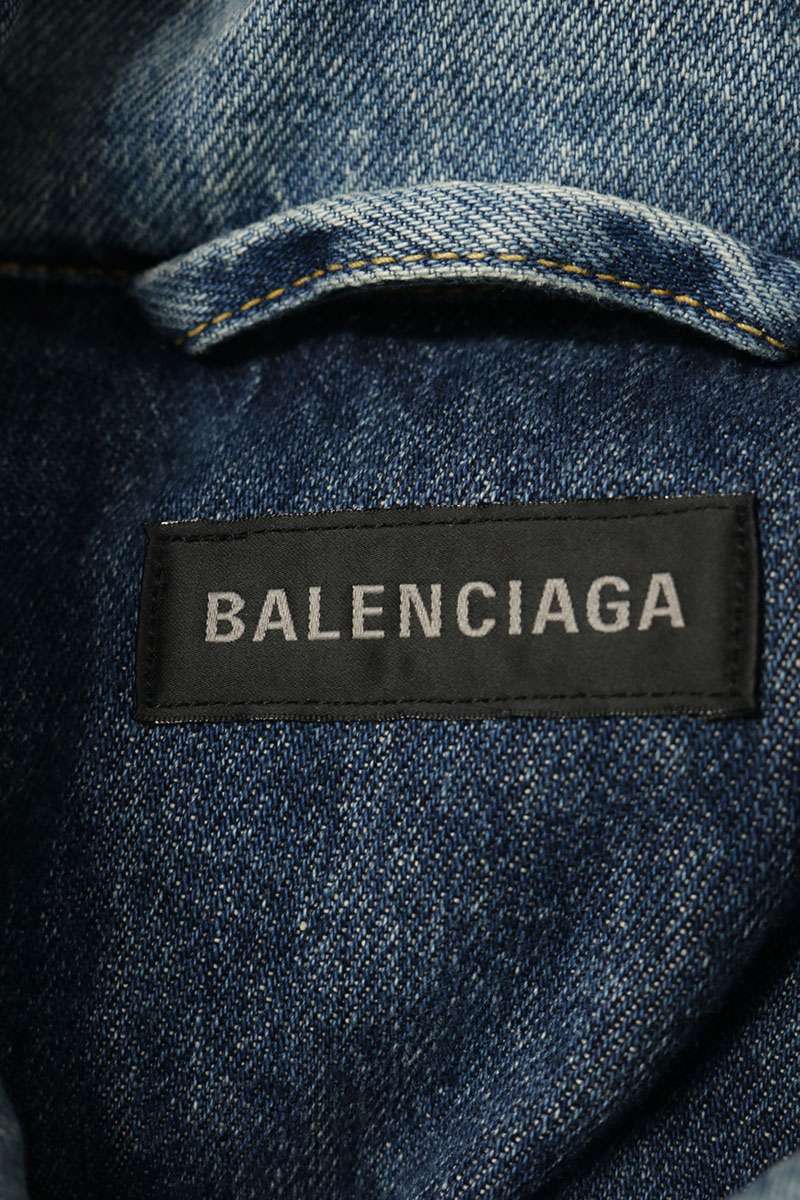 BALENCIAGA Oversized Padded Denim Jacket Blue Size 46