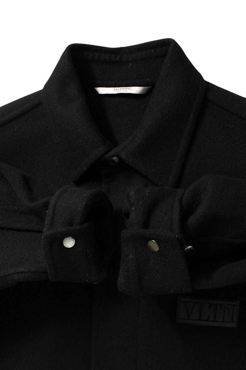 Valentino Logo Wool Coat Black Size S