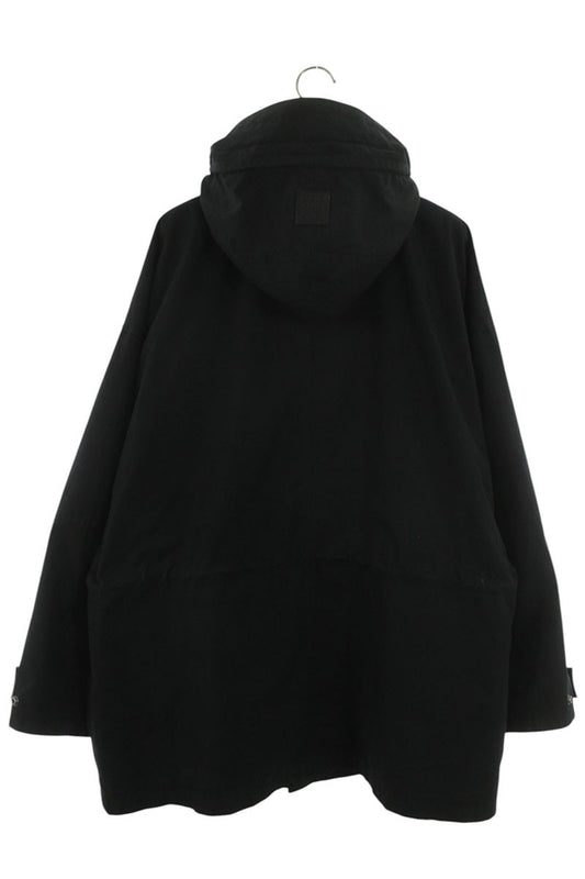 LOEWE Cotton Leather Trim Mods Coat Black Size XL