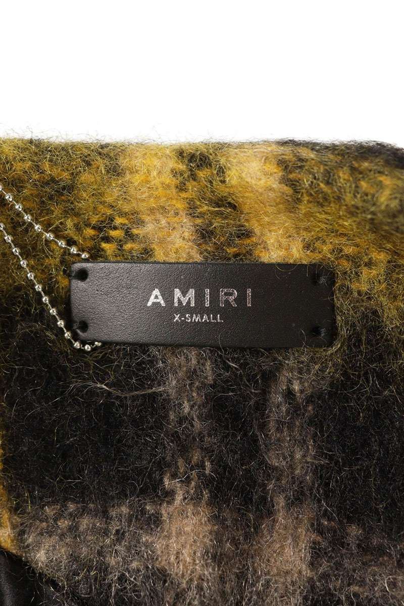 Amiri MOHAIR CARDIGAN COAT Yellow x Black Size XS