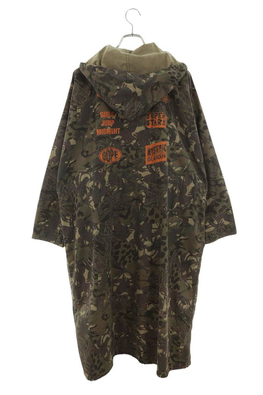 HYSTERIC GLAMOUR Camo Logo Print Mods Coat Green Size L