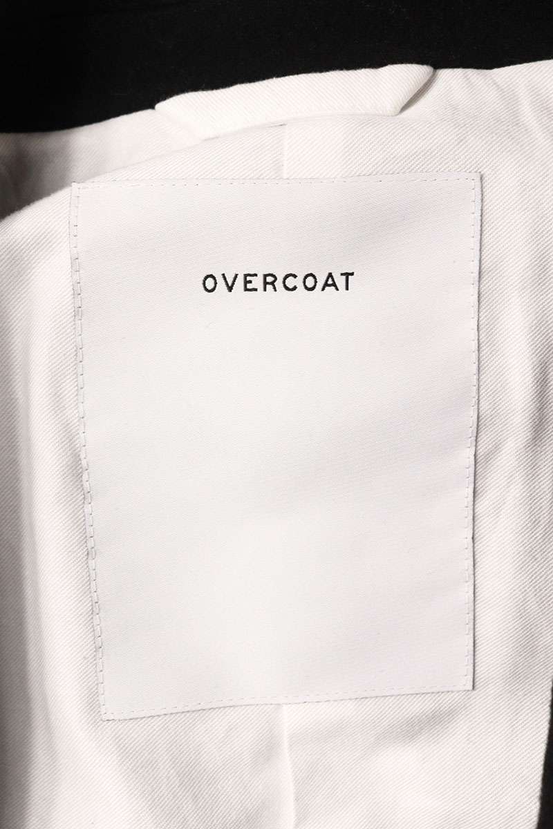 OVERCOAT Notch Lapel Melton Wool Coat Black Size M1