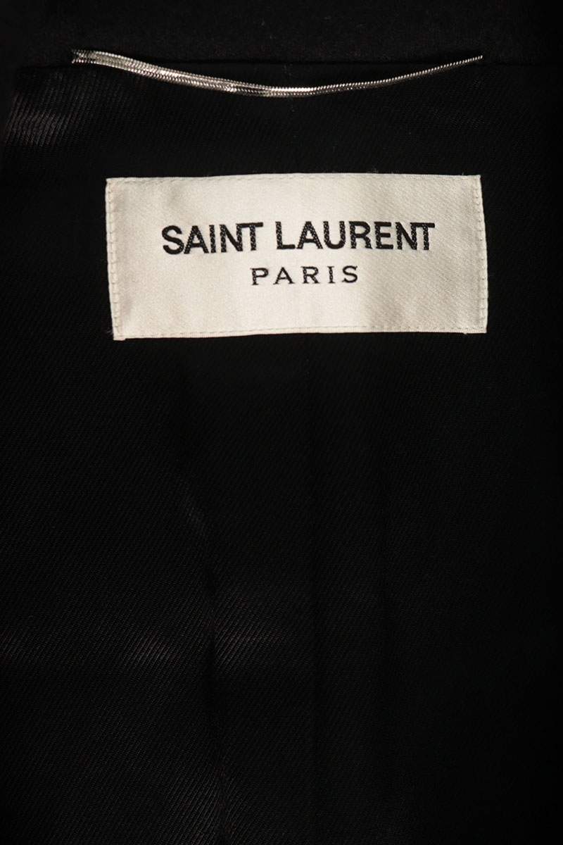 SAINT LAURENT PARIS Wool Fly-Front Button Coat Black Size 44