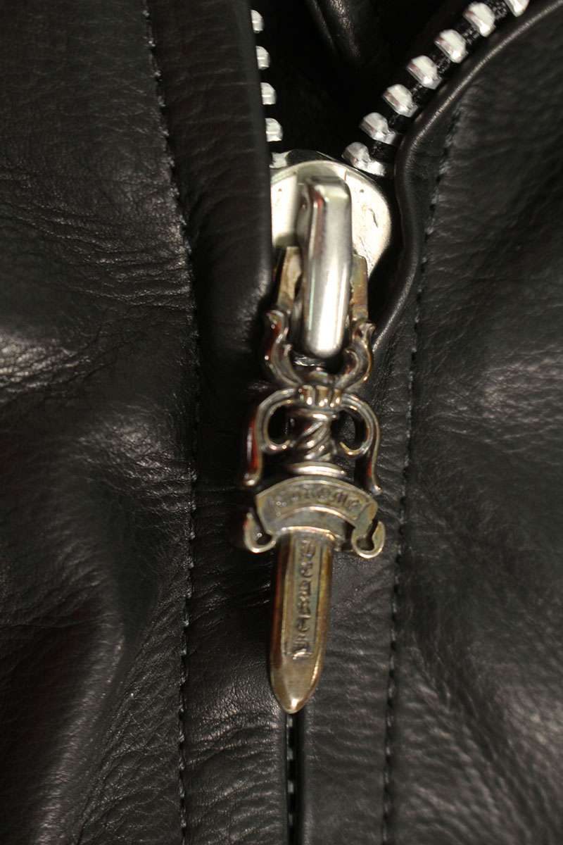 Chrome Hearts JJ DEAN Dagger Zip Riders Leather Size S