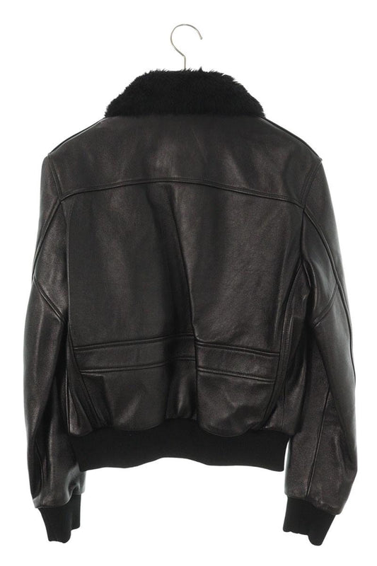CELINE Fur Aviator Leather Jacket Black Size 48