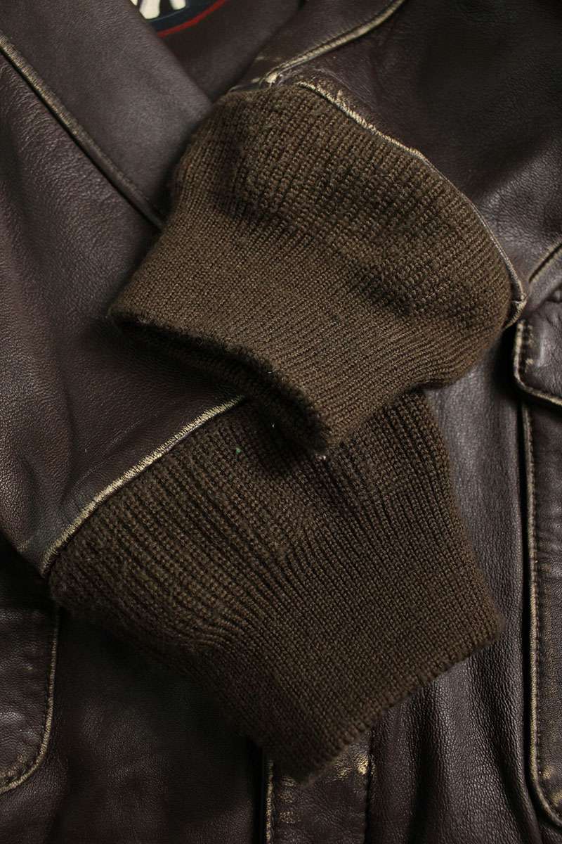 AVIREX Used Paint A2 Lamb Leather Jacket Brown Size M