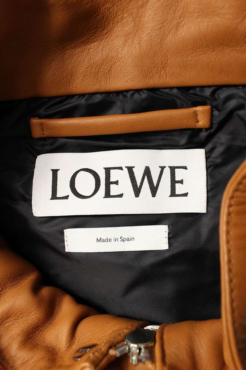 LOEWE Brown Lamb Leather Hooded Zip-Up Jacket Size XXL