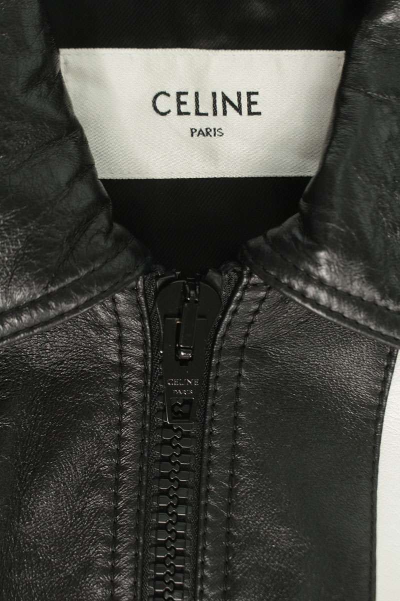 CELINE Bicolor Soft Lambskin Teddy Leather Jacket Size M