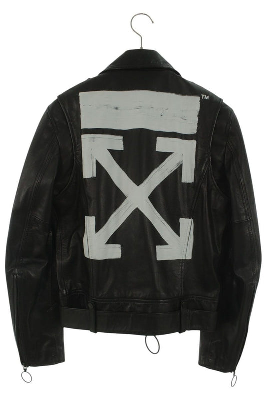 OFF-WHITE 17AW Arrow Print Dbl Rider Leather Jkt Size XS