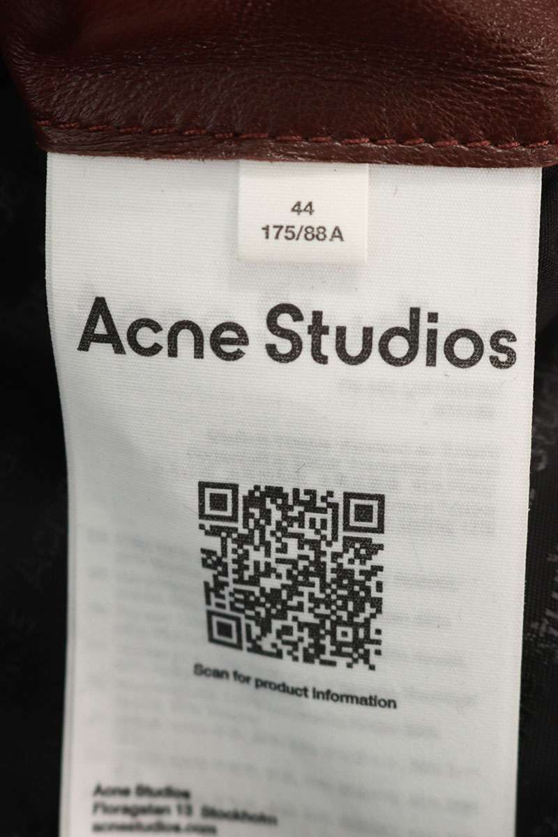 ACNE STUDIOS Bordeaux Funnel Neck Lamb Leather Jacket Size S