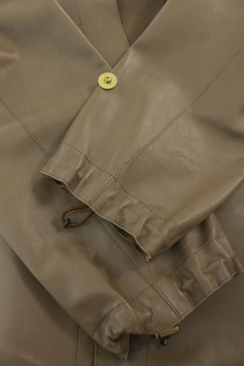 Magnu Brown Lamb Leather No-Collar Jacket Size L