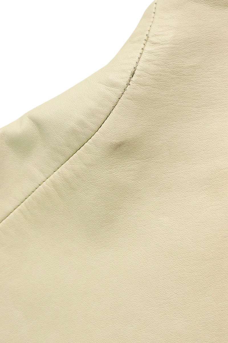 JULIUS Off White Cowhide Double Zip Leather Jacket Size S