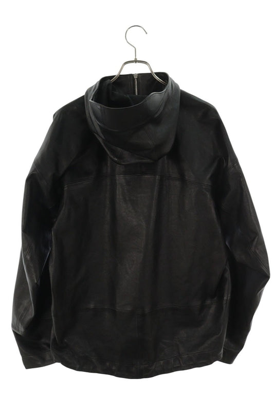 OUR LEGACY Hooded Calfskin Leather Jacket Black Size S