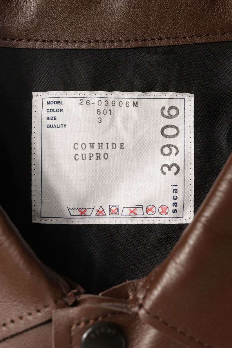 Sacai 26SS Layered Leather Coach Jacket Brown Size L