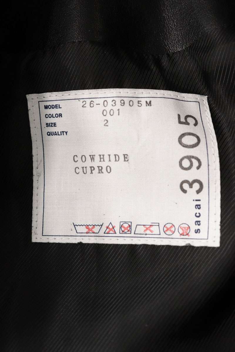 Sacai 26SS Cow Leather Zip-Up Blouson Black Size M