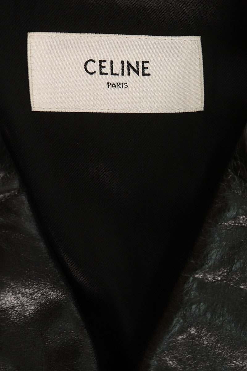 CELINE 24AW Straight Cut Lambskin Jacket Black Size 44