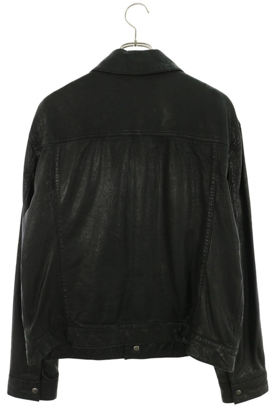 All Saints Snap Button Lambskin Leather Jacket Black Size S