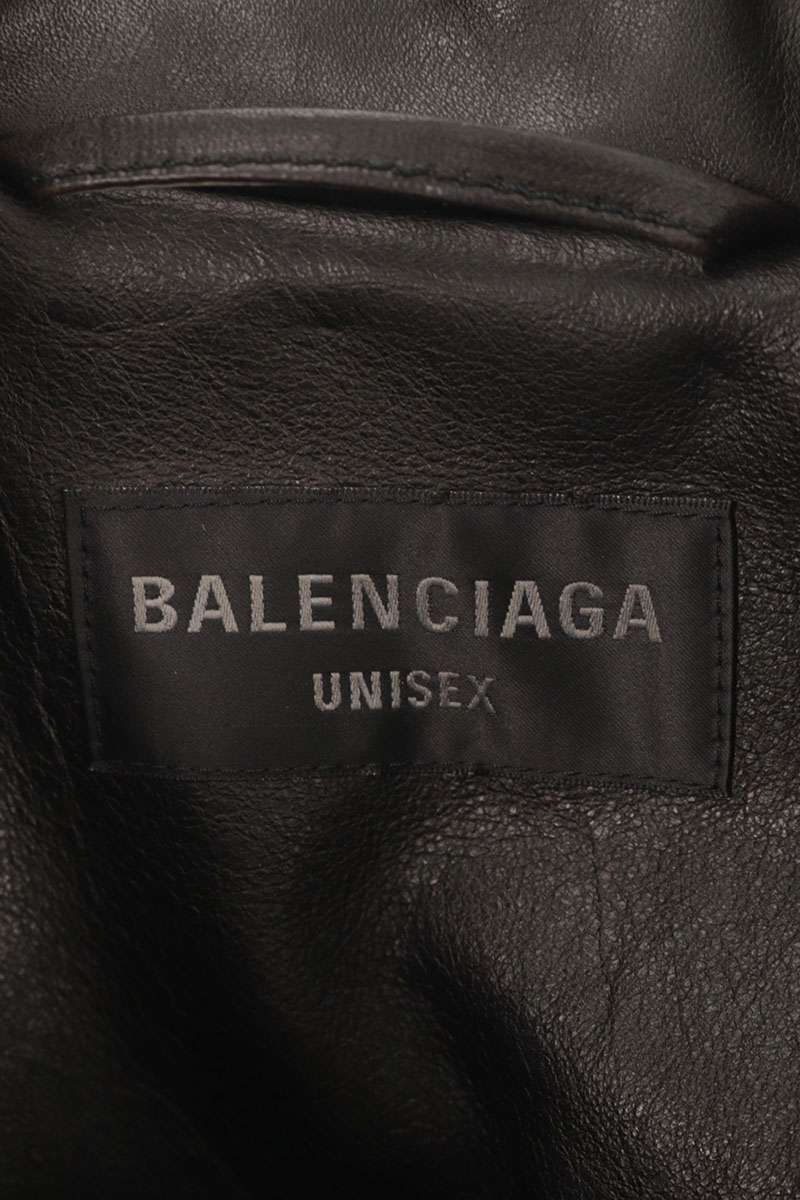 BALENCIAGA 24SS Cocoon Zip-Up Leather Jacket Black Size M